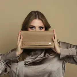 Torebka damska na ramię szyta w Polsce taupe.