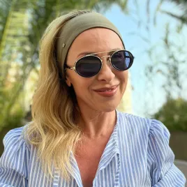 Szeroka elastyczna opaska damska khaki