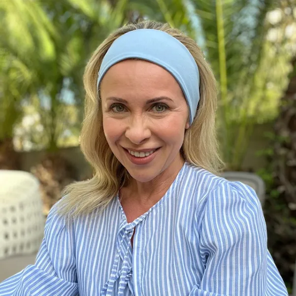 Szeroka elastyczna opaska do włosów blue.