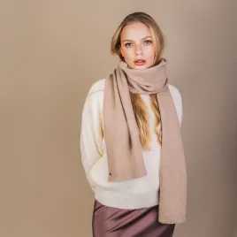 Szal beżowy, długi, ciepły wełna z kaszmirem.