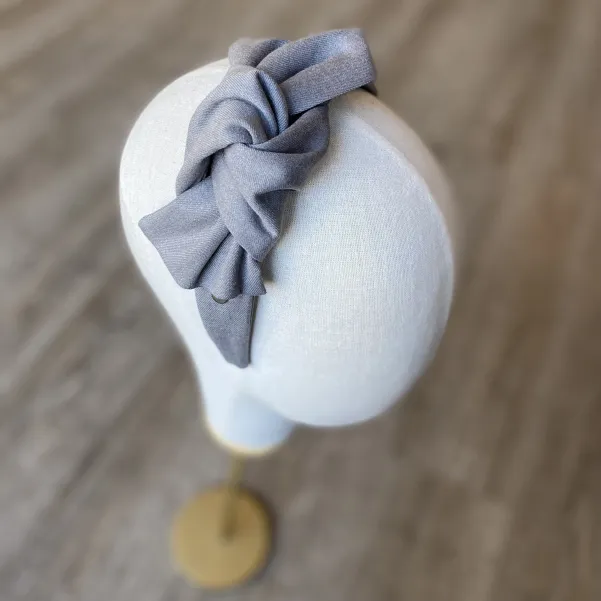 Kobieca opaska z kokardą szary melanż