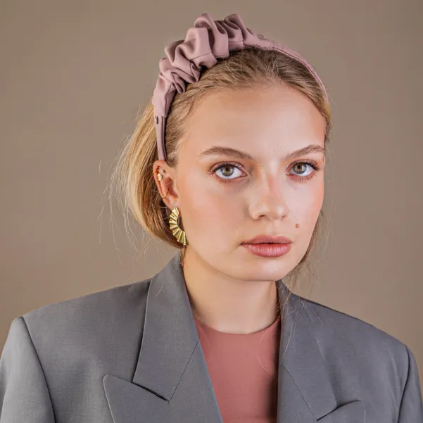 Kobieca marszczona opaska brudny róż