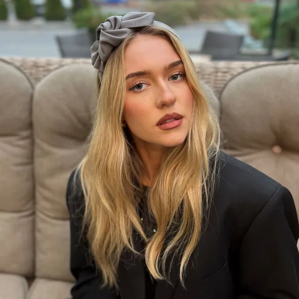 Kobieca opaska z kokardą szary melanż