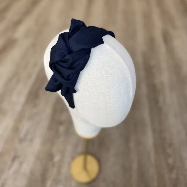 Granatowa urocza opaska z kokardą