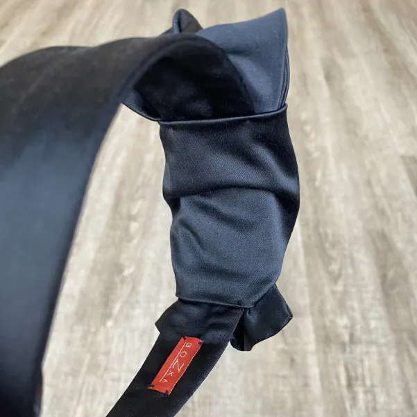 Kobieca opaska z kokardą czarna satynowa