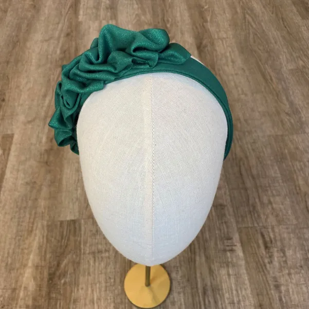 Opaska na włosy zielona z błyskiem.