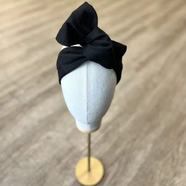 Lniana opaska twistband czarna.