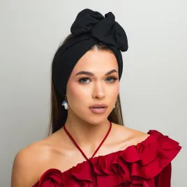 Muślinowa czarna opaska twistband.