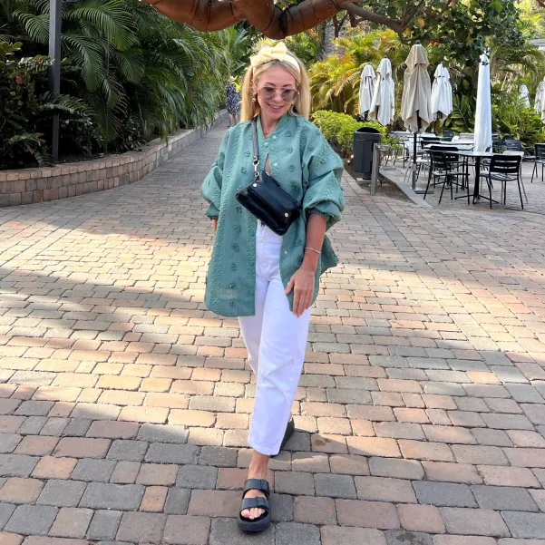 Żółta masełkowa opaska lniana ozdobna.