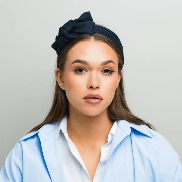 Granatowa opaska z kokardą