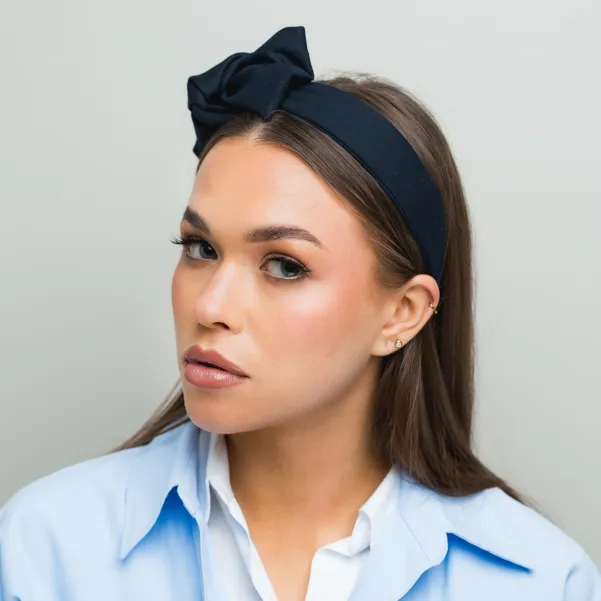 Granatowa opaska z kokardą