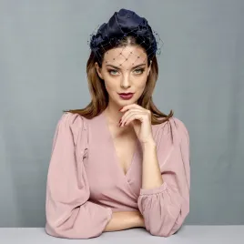 Granatowa modowa opaska turban.