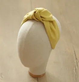 Opaska lniana z supłem ochre.