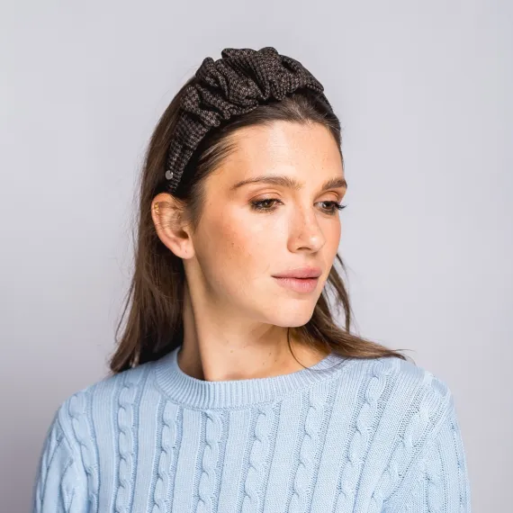 Opaska do włosów z marszczeniem w pepitkę