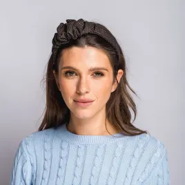 Opaska do włosów z marszczeniem w pepitkę