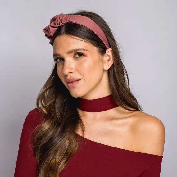 Opaska z marszczeniem pudrowy róż