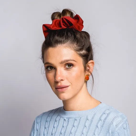 Wiskozowa gumka scrunchie w kolorze ceglanym