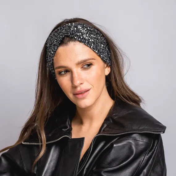 Elastyczna opaska w srebrne cekiny